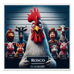 Chicken Line up  Glossy Poster