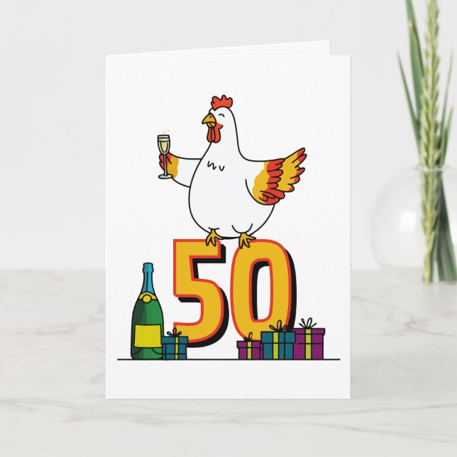 Chicken Lover Birthday 50th Hen Pet Poultry Card (Front)
