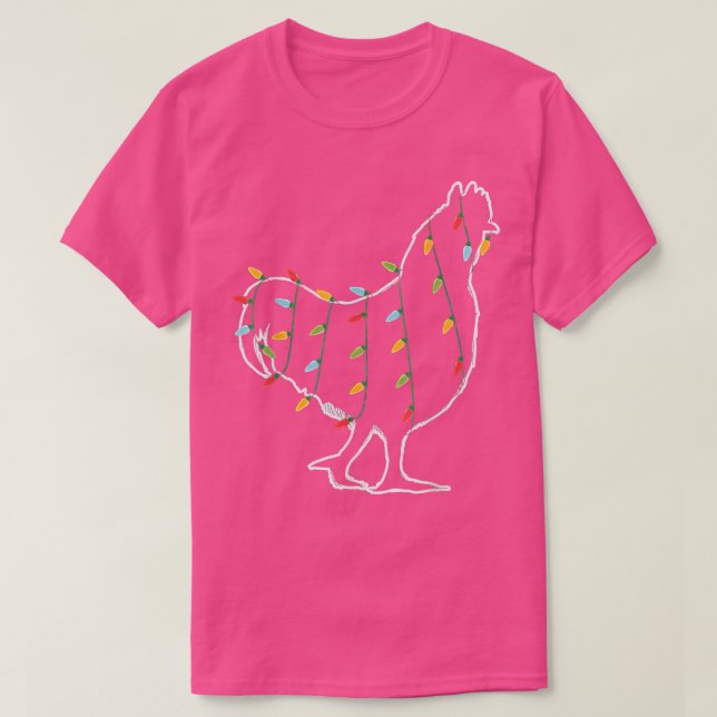Chicken Lover Christmas Tree Light Pajama Xmas Gif T-Shirt (Design Front)