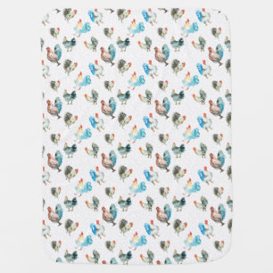Chicken Lover Country Hens Baby Blanket