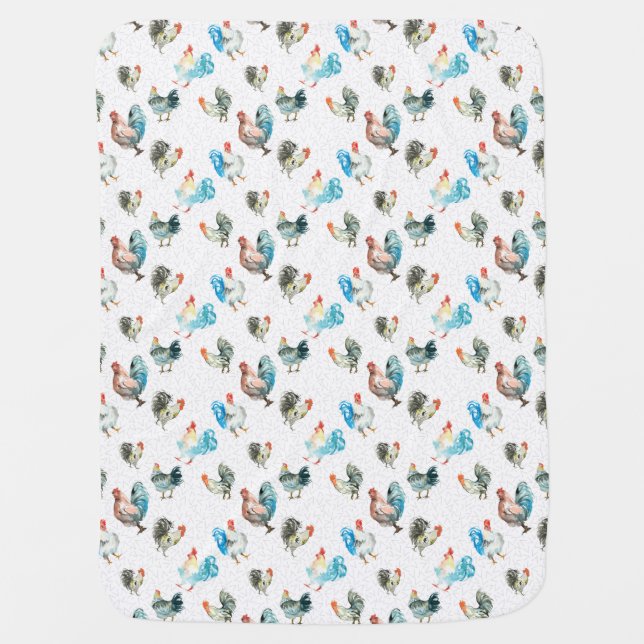 Chicken Lover Country Hens Baby Blanket (Front)