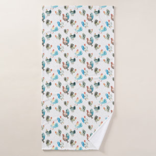 Chicken Lover Country Hens Bath Towel