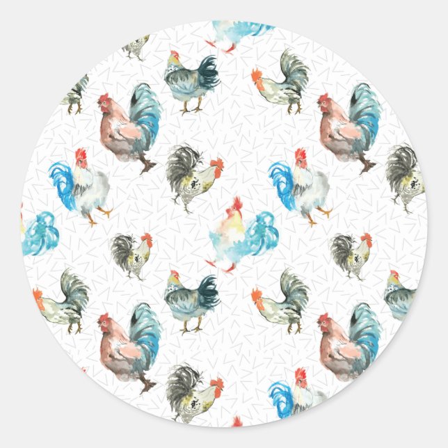 Chicken Lover Country Hens Classic Round Sticker (Front)