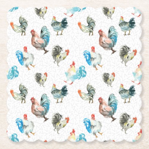 Chicken Lover Country Hens Paper Coaster