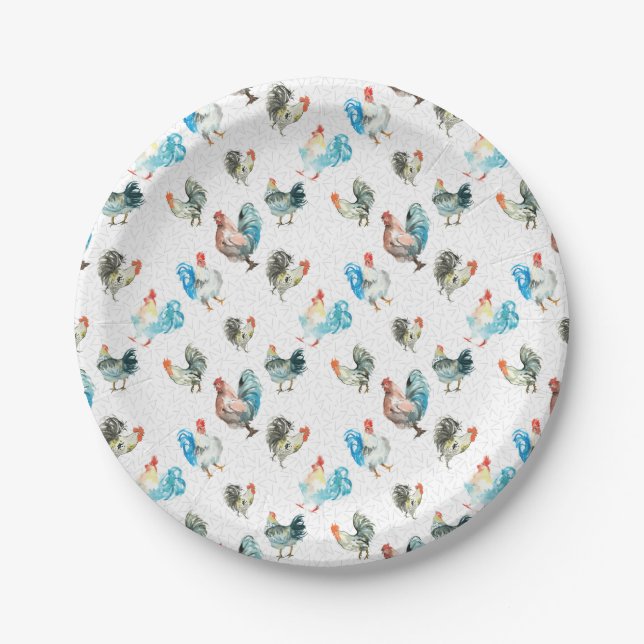 Chicken Lover Country Hens Paper Plates (Front)