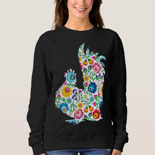 Chicken Lover Floral Silkie Hen Sweatshirt (Front)