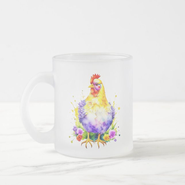 Chicken Lover Fueled by Coffee Frosted Glass Coffee Mug (Left)