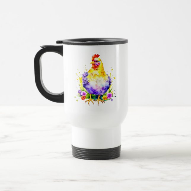 Chicken Lover Fueled by Coffee Travel Mug (Left)