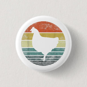 Chicken Lover Gifts Funny Farmer Retro Vintage Far Button