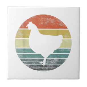 Chicken Lover Gifts Funny Farmer Retro Vintage Far Ceramic Tile