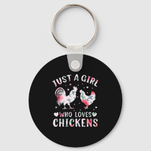 Chicken Lover Girl Who Loves Chickens Keychain
