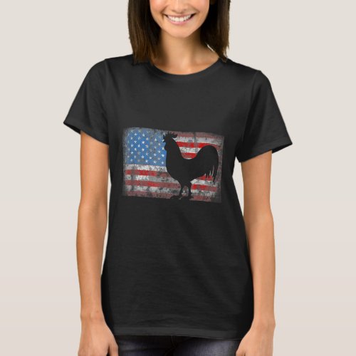 Chicken Lover Grunge American Flag Usa   T_Shirt