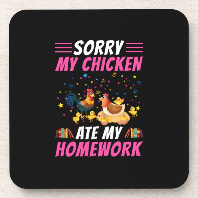 Chicken Lover | My Chicken Ate My Homework Beverage Coaster (Front)