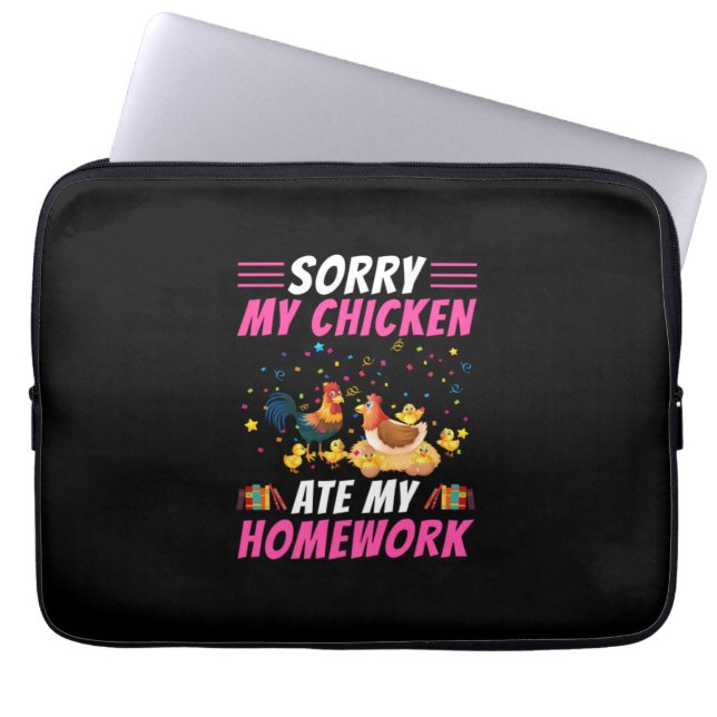 Chicken Lover | My Chicken Ate My Homework Laptop Sleeve (Front)
