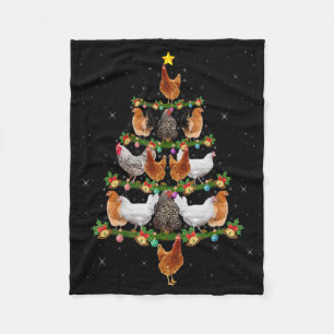 Chicken Lover Xmas Tree Lights Santa Chicken Chris Fleece Blanket