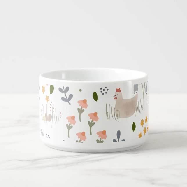 Chicken Lovers Farmyard Animal Pretty Floral Bowl (Center)