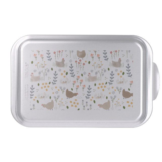 Chicken Lovers Farmyard Animal Pretty Floral Cake Pan (Front)