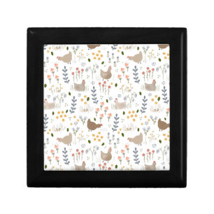 Chicken Lovers Farmyard Animal Pretty Floral Gift Box