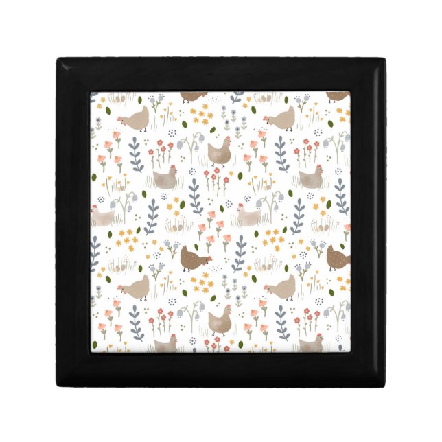 Chicken Lovers Farmyard Animal Pretty Floral Gift Box (Front)