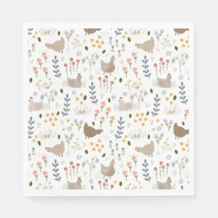 Chicken Lovers Farmyard Animal Pretty Floral Napkins