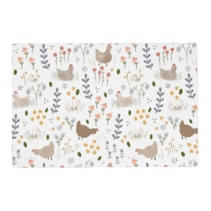 Chicken Lovers Farmyard Animal Pretty Floral Placemat