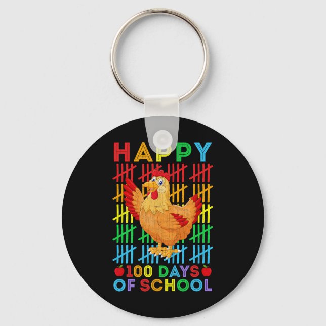 Chicken Lovers Teacher Student Happy 100 Days Of S Keychain (Front)