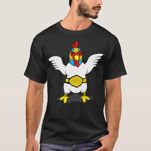 Chicken Luchador Mask Cartoon Fighting Wrestler T_Shirt