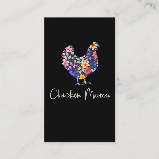 Chicken mama hen flowers farmer cute chicken business card (Front)
