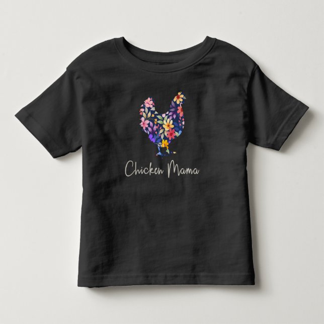 Chicken mama hen flowers farmer cute chicken toddler t-shirt (Front)