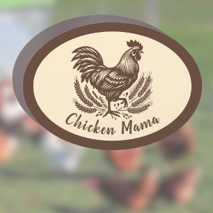 Chicken Mama Poultry Egg Brown and Gold Oval Car Magnet
