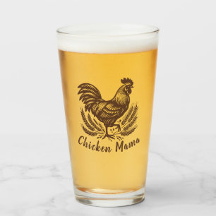 Chicken Mama Poultry Egg Farmer Brown Glass