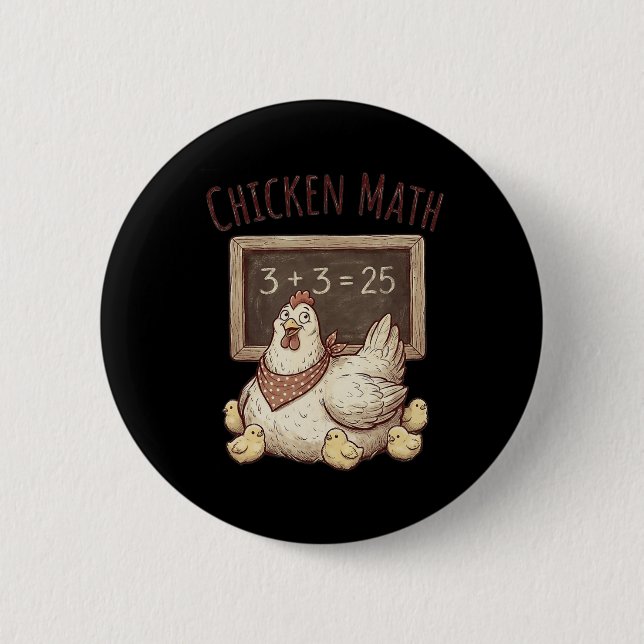 Chicken Math Funny Chalkboard Equation Hen Ckyard  Button (Front)