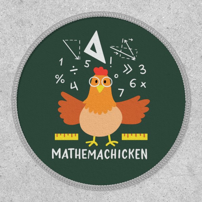 Chicken Math Gag Funny Mathemachicken Patch (Front)