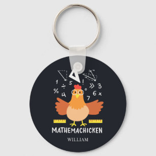 Chicken Math Gag Funny Mathemachicken Teacher Keychain