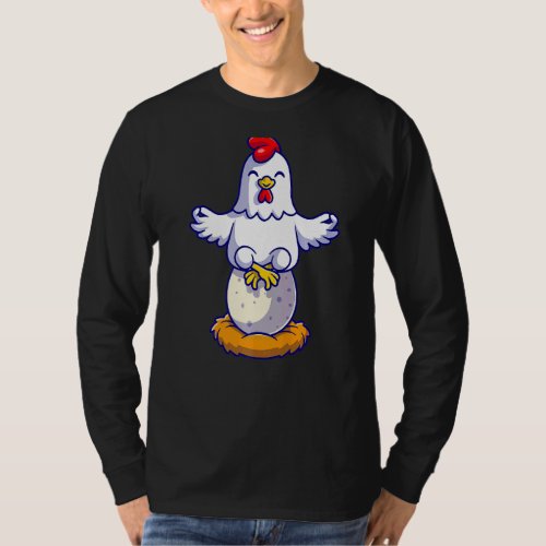 Chicken Meditation  Best Yoga Backprint T_Shirt