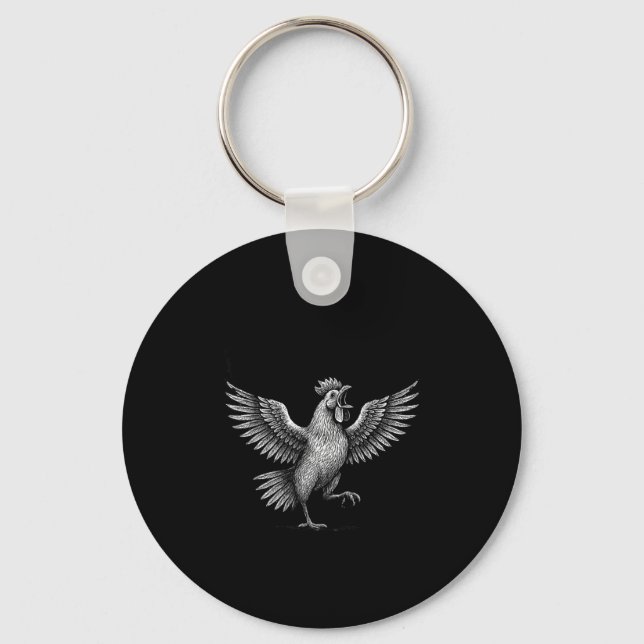 Chicken Meme Caw Funny Sayings Rooster Humor Quote Keychain (Front)