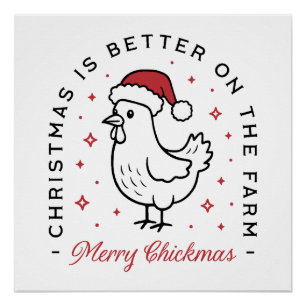 Chicken Merry Christmas country funny farm animal Poster