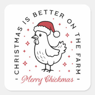 Chicken Merry Christmas farm country funny quotes Square Sticker