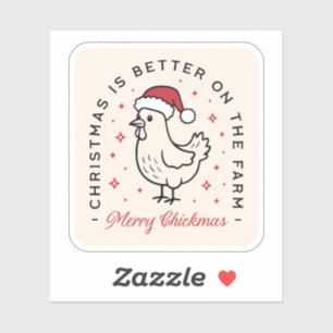 Chicken Merry Christmas funny farm red aesthetic Sticker