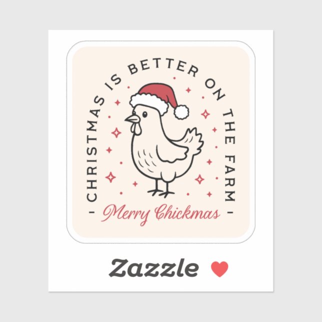 Chicken Merry Christmas funny farm red aesthetic Sticker (Sheet)