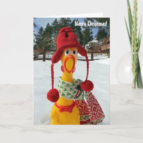 Chicken Merry Christmas Greeting Card Holiday Card