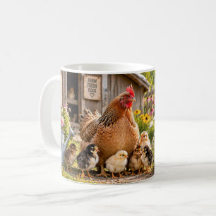 Chicken Mom Funny Hen and Chick Design Coffee Mug