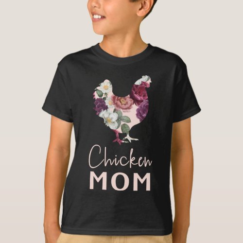 Chicken mom hen farmer woman cute chicken T_Shirt