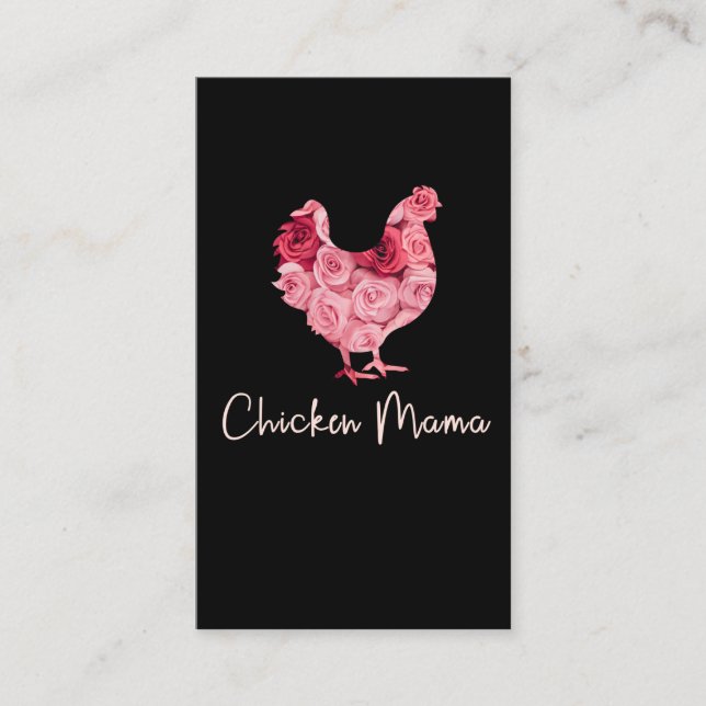 Chicken mom hen peasants roses farmer woman chicke business card (Front)