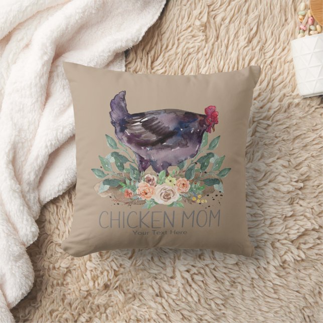 Chicken Mom Organic Farming Gardening Permaculture Throw Pillow (Blanket)