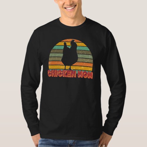 Chicken Mom Retro Vintage Sunset Farmer Mama Hen   T_Shirt