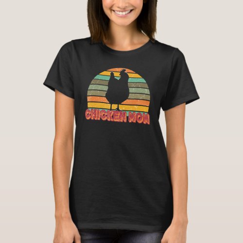 Chicken Mom Retro Vintage Sunset Farmer Mama Hen   T_Shirt