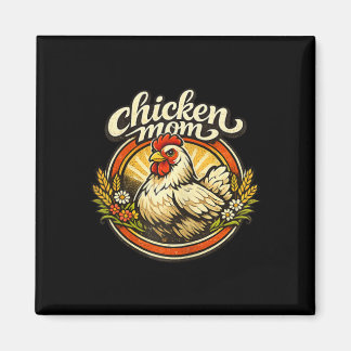 Chicken Mom Vintage Crest Illustration _1  Magnet