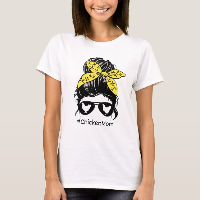 Chicken Mom With Bow T-Shirt (Front)