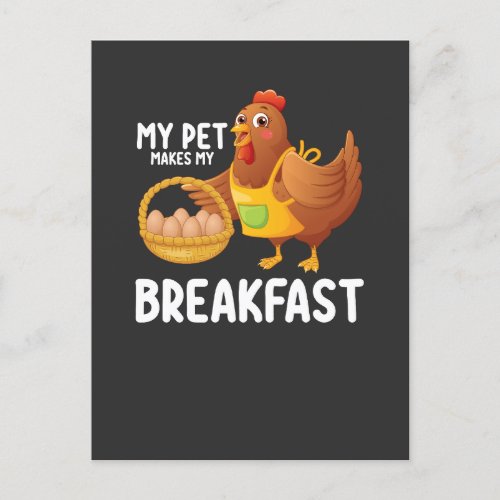 Chicken My Pet Makes My Breakfast Invitation Postcard